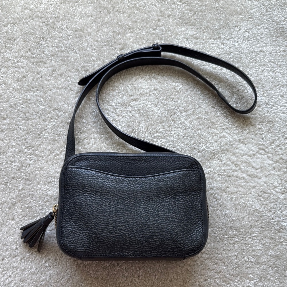 Cuyana Black Leather Camera Crossbody Bag